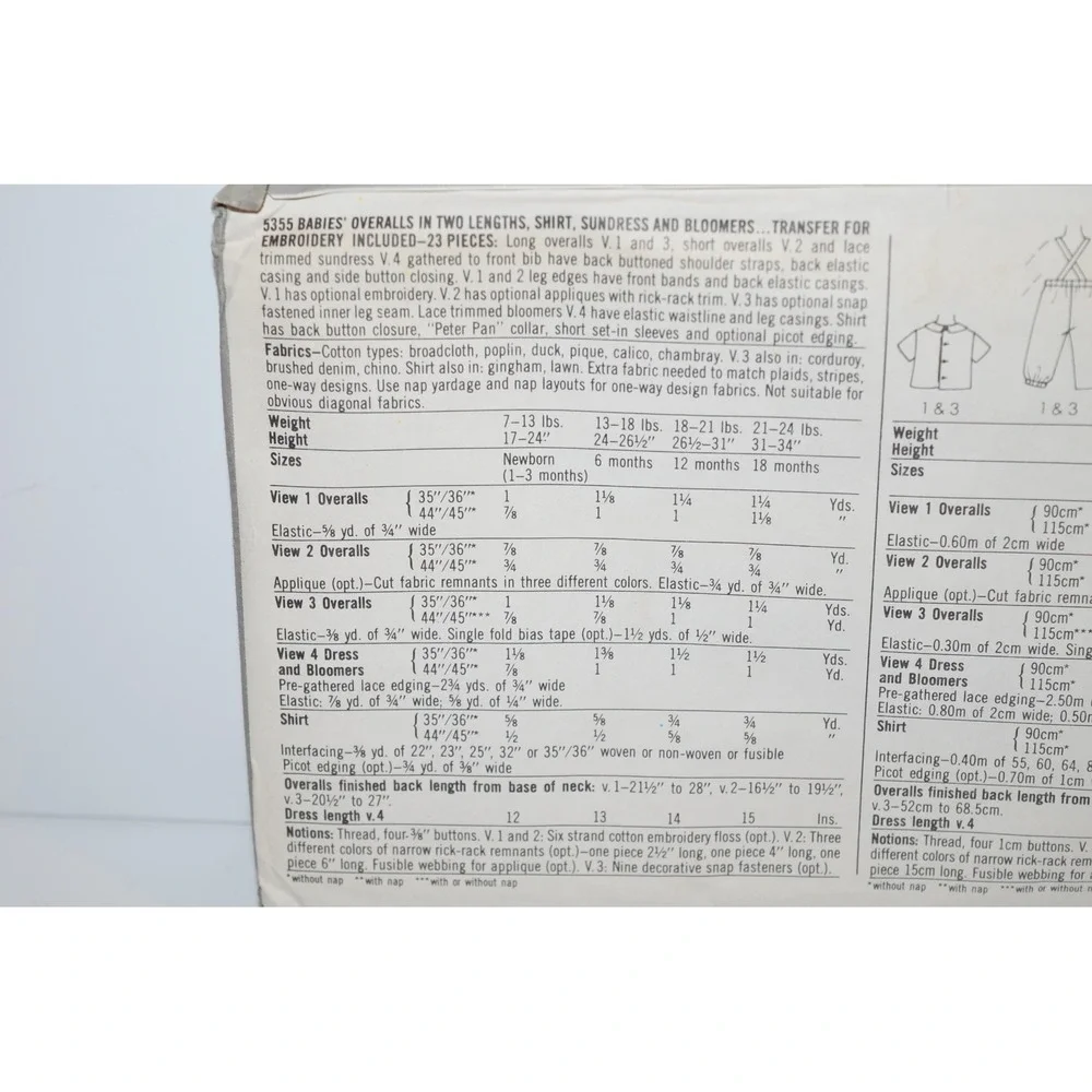 Simplicity 5355 Baby Clothes Sewing Pattern 6M Overall bibs Romper‎ sun Dress